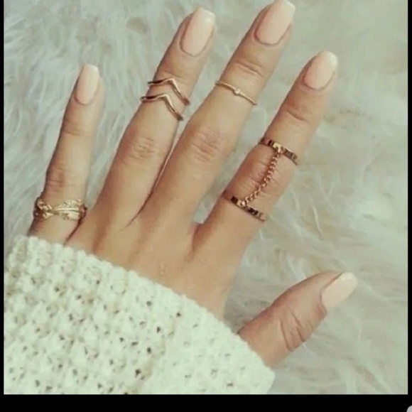 Boho Midi knuckle Ring Set Gold - Picture 3 of 7
